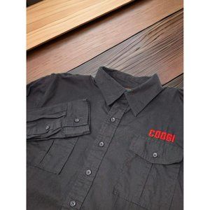 COOGI Shirt Men's 2XL Button-Up Black Cotton Embroidered Hip Hop Y2K Classic Rap